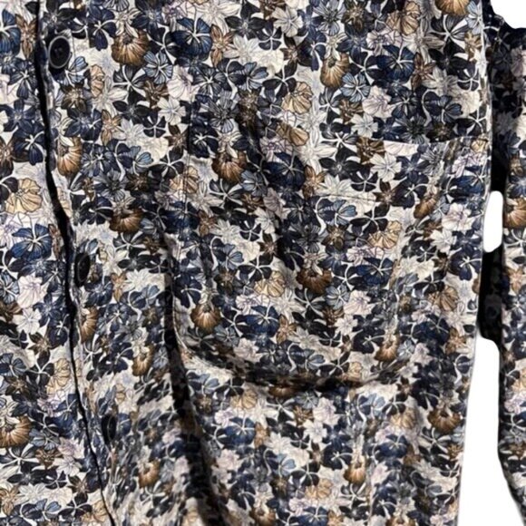 Patrick James Floral Button Up Dress Shirt In Blue & Brown W/ Long Sleeves XXL - Picture 3 of 11